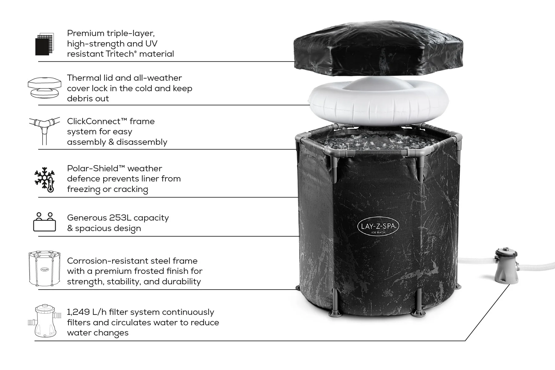 Glacial Dip™ Ice Bath Cold Plunge Recovery Pod with Pump - Image 7