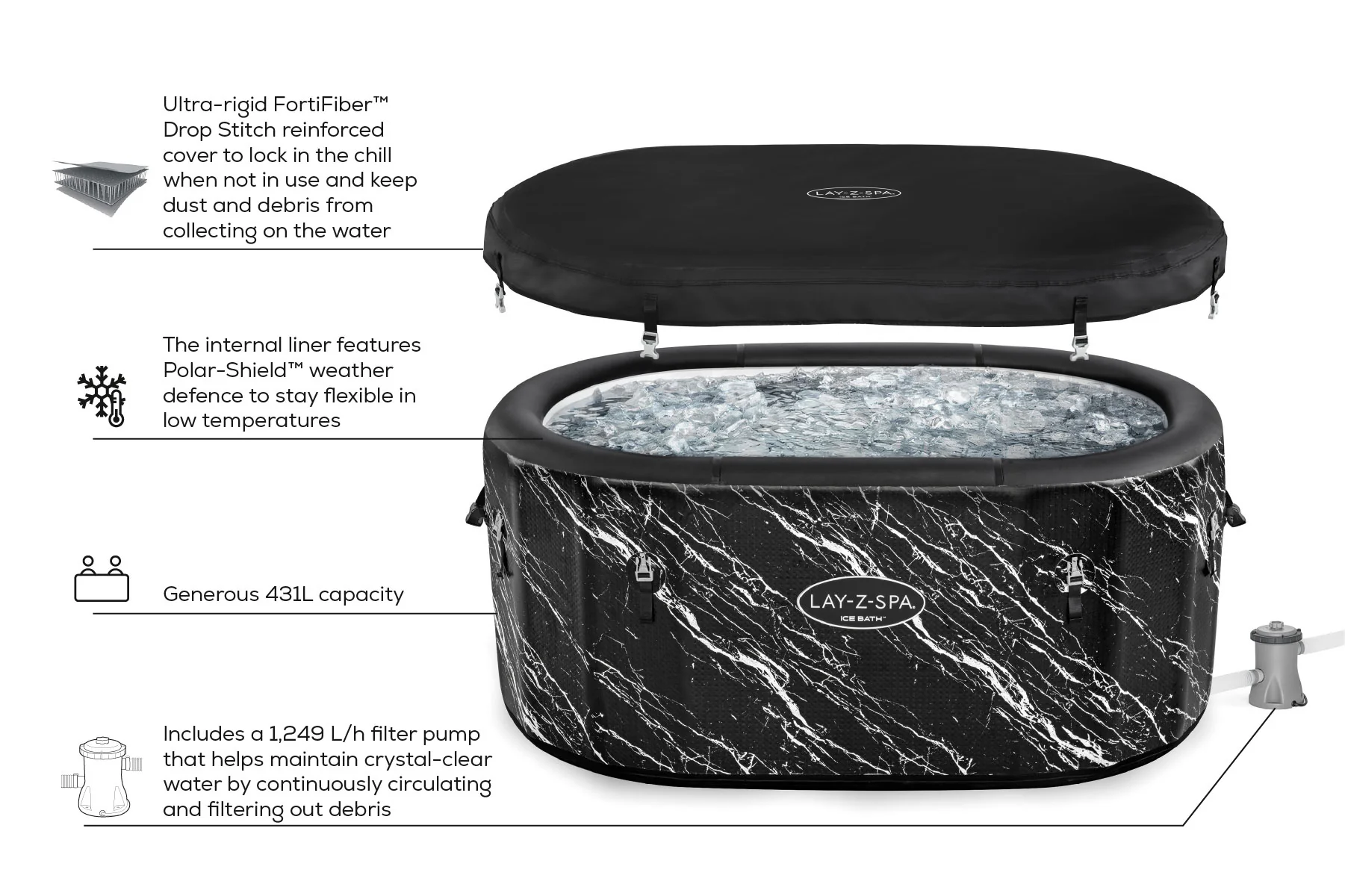 Glacial Dip™ Pro Ice Bath Cold Plunge Recovery Tub with Pump - Image 8