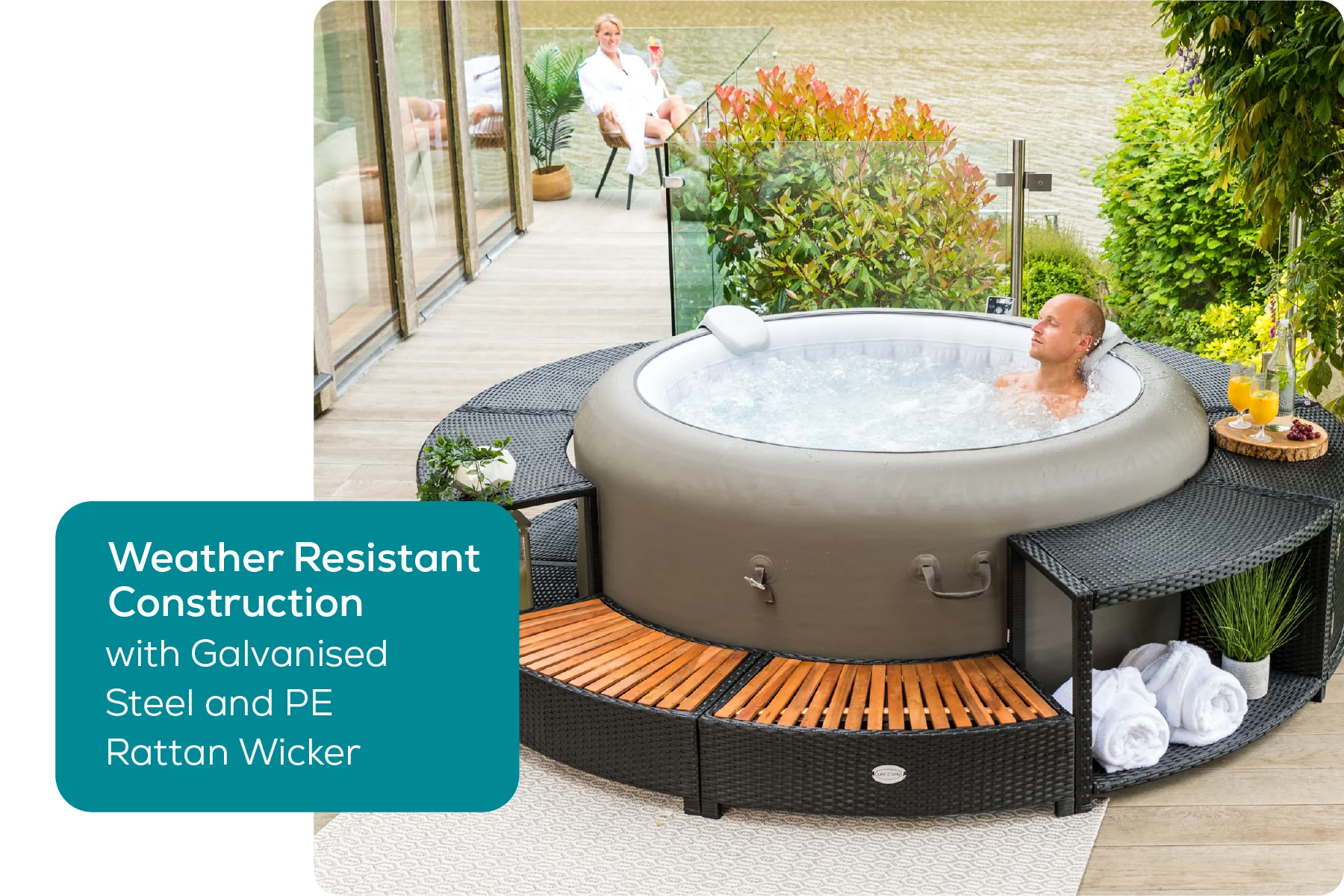 Round Rattan Hot Tub Surround 180cm Black - Image 5