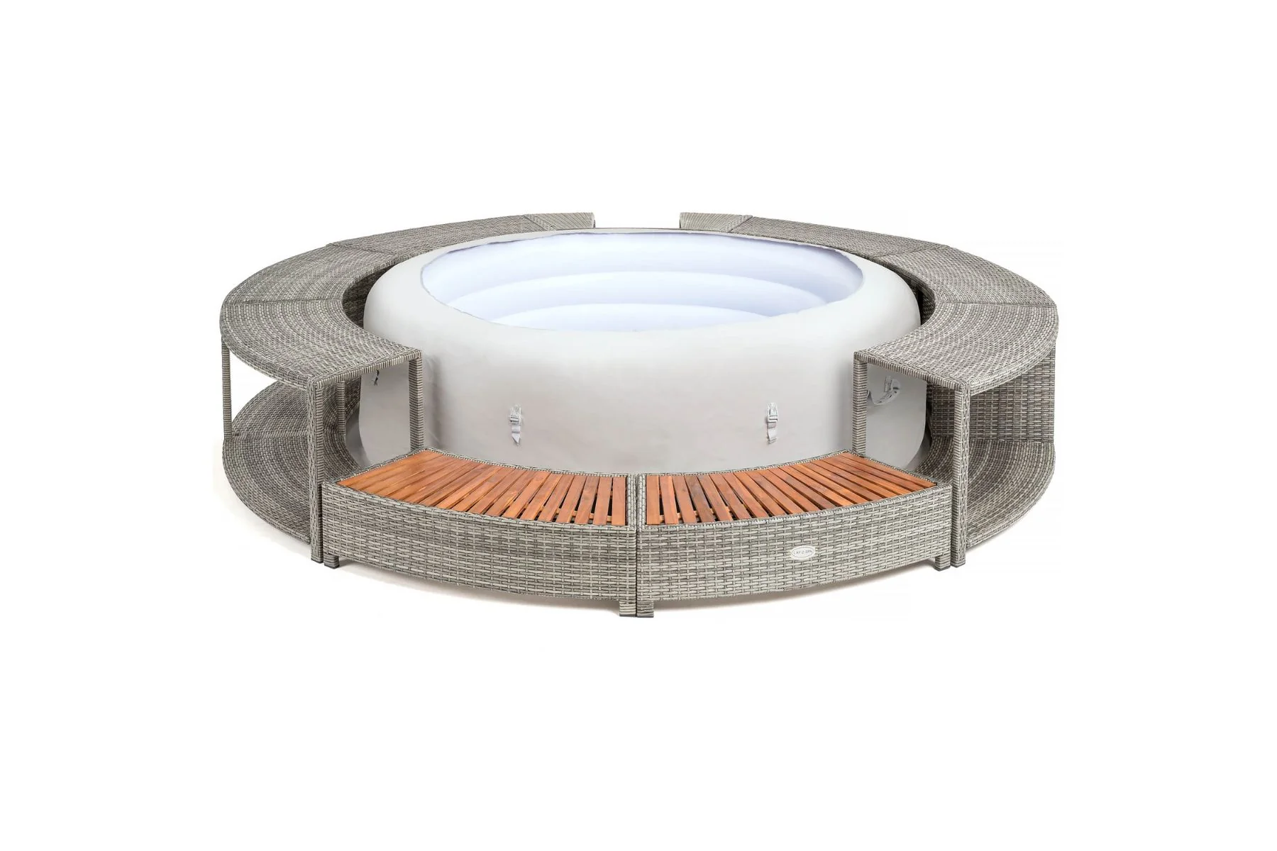 Round Rattan Hot Tub Surround 180cm Grey - Image 3