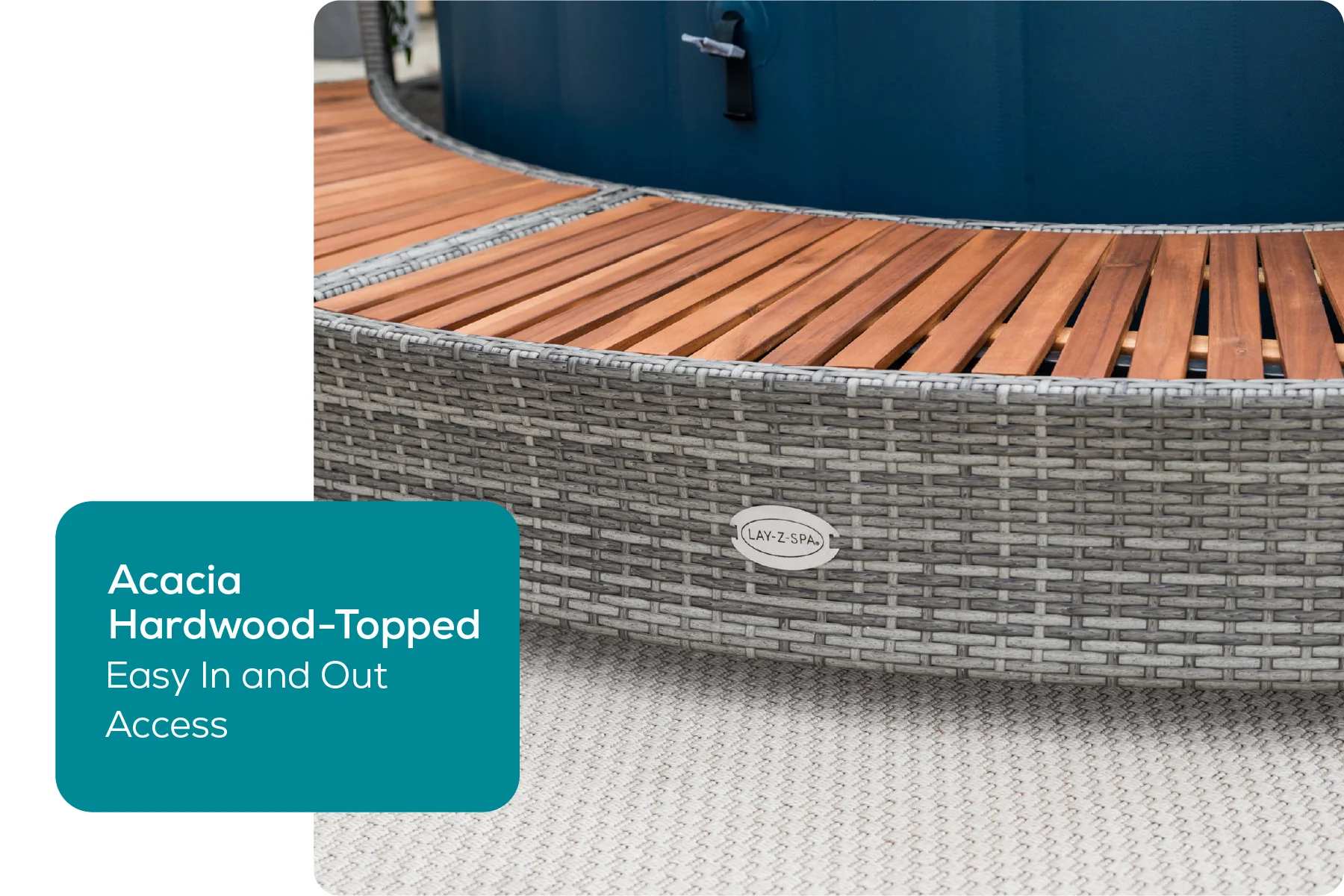 Round Rattan Hot Tub Surround 180cm Grey - Image 7
