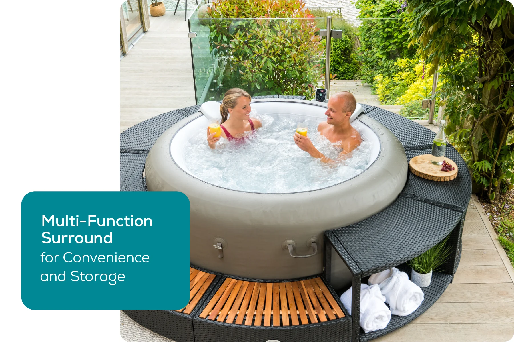 Round Rattan Hot Tub Surround 200cm Black - Image 6