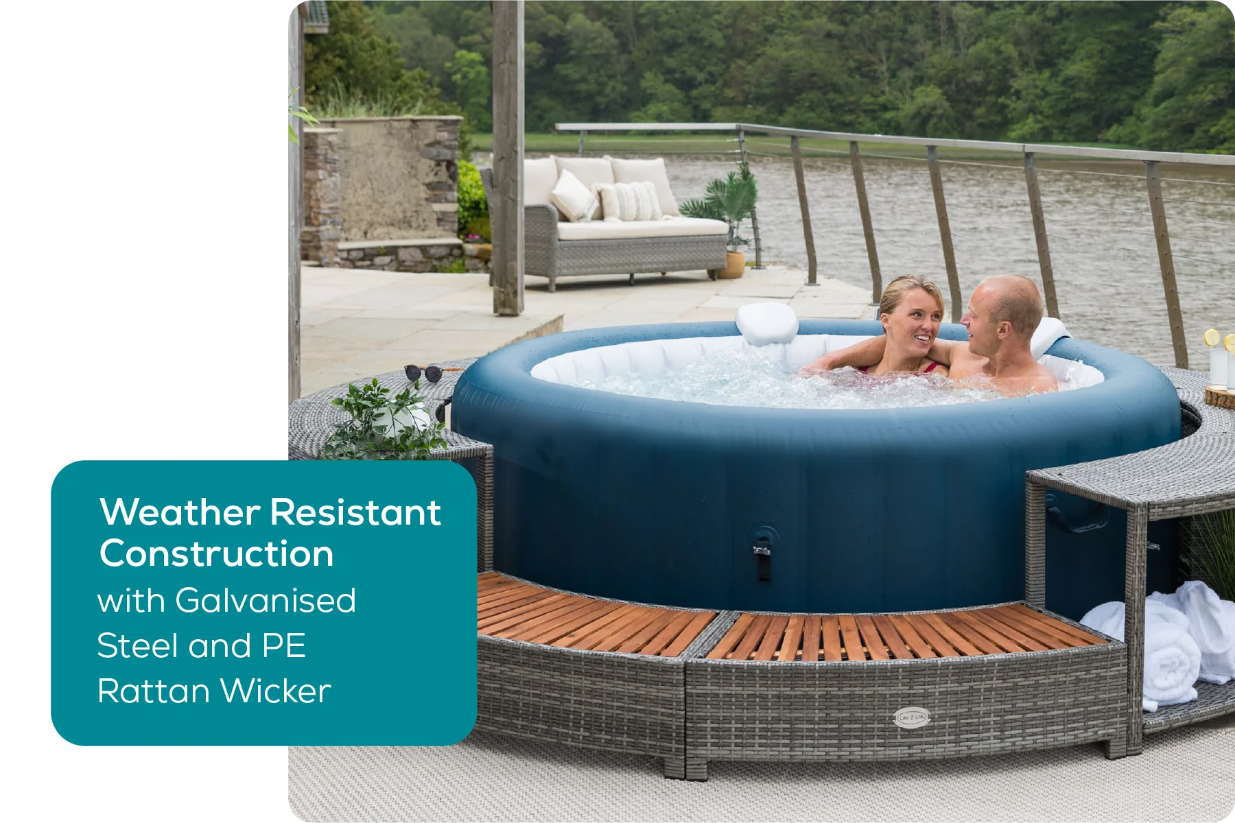 Round Rattan Hot Tub Surround 200cm Grey - Image 5