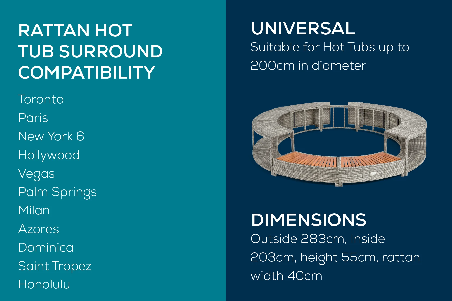 Round Rattan Hot Tub Surround 200cm Grey - Image 9