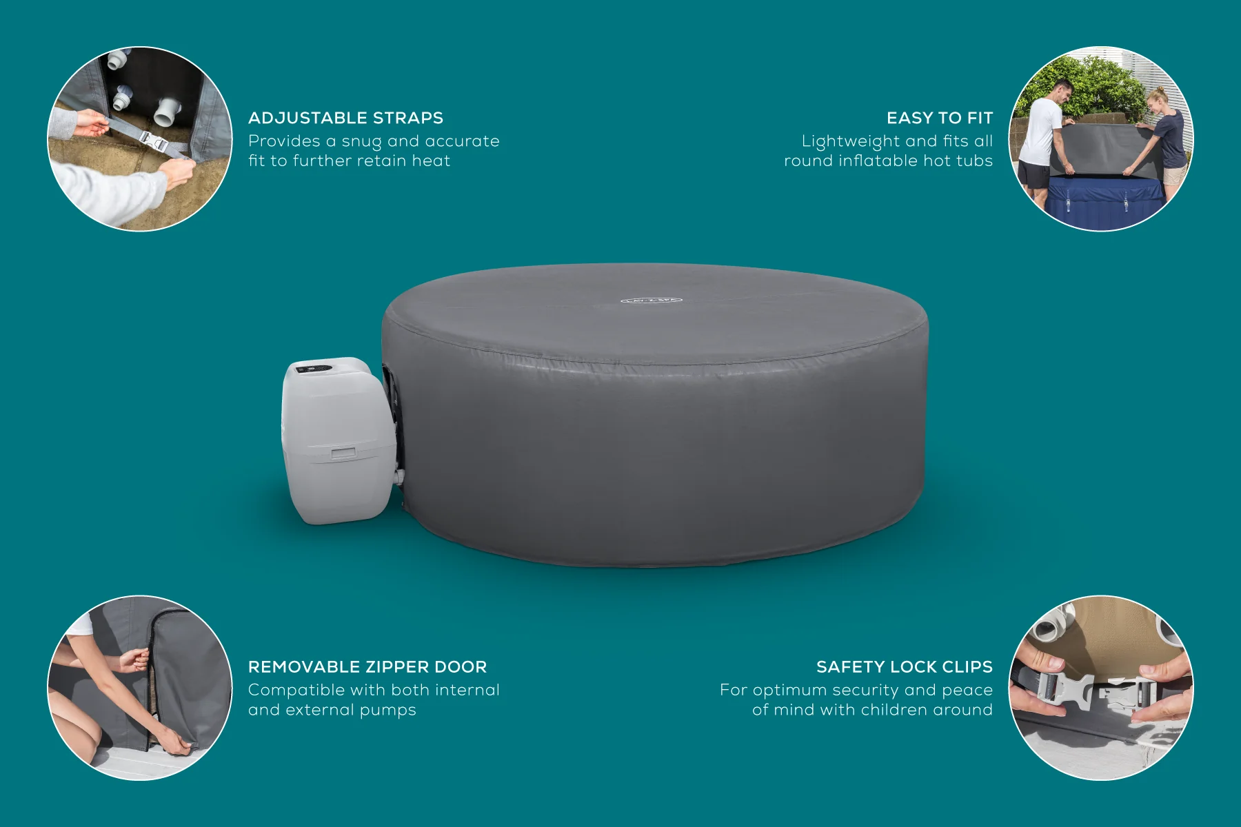 Round Thermal Hot Tub Cover - Small 180cm x 66cm - Image 9