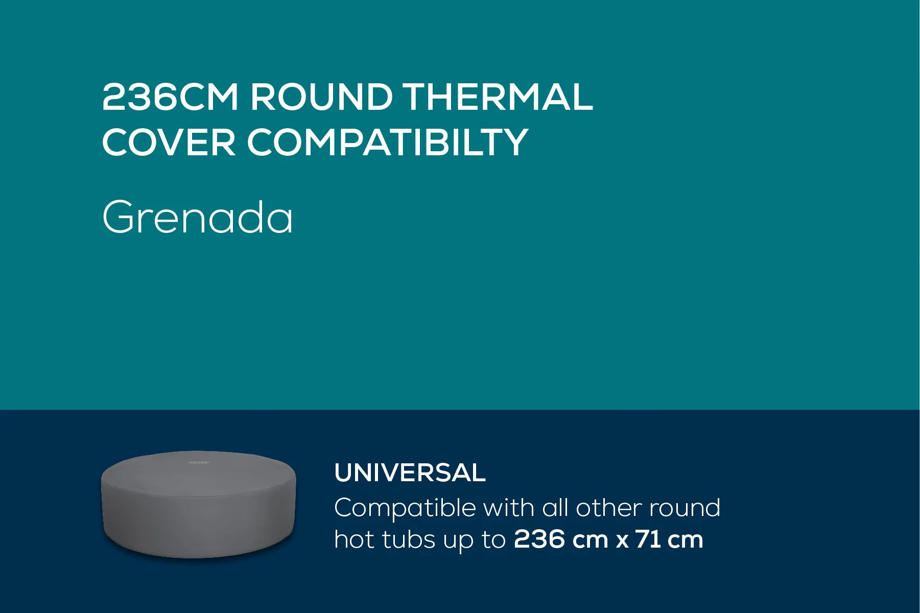 Round Thermal Hot Tub Cover - XXL 236cm x 71cm - Outlet - Image 5