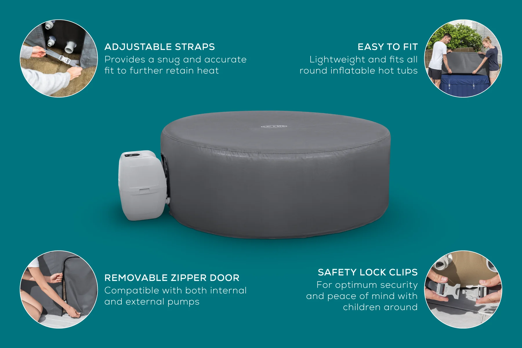 Round Thermal Hot Tub Cover - XXL 236cm x 71cm - Outlet - Image 8
