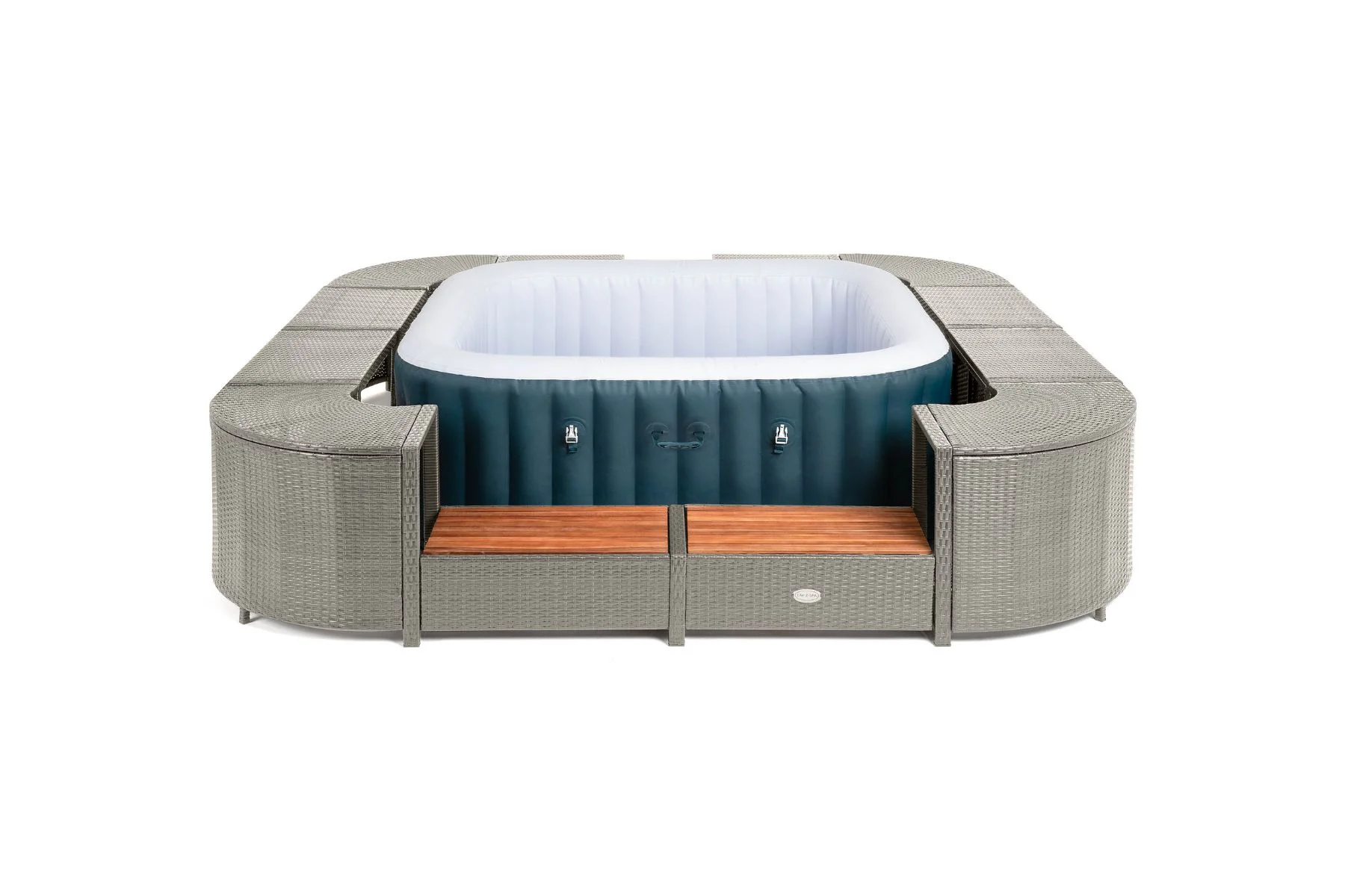 Square Rattan Hot Tub Surround 188cm Grey - Image 3