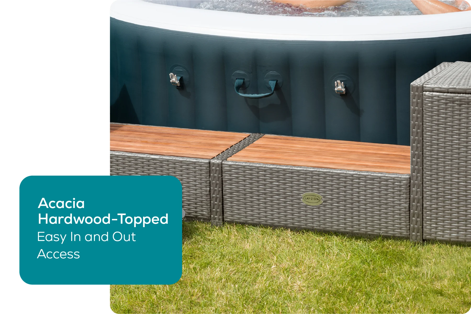 Square Rattan Hot Tub Surround 188cm Grey - Image 7