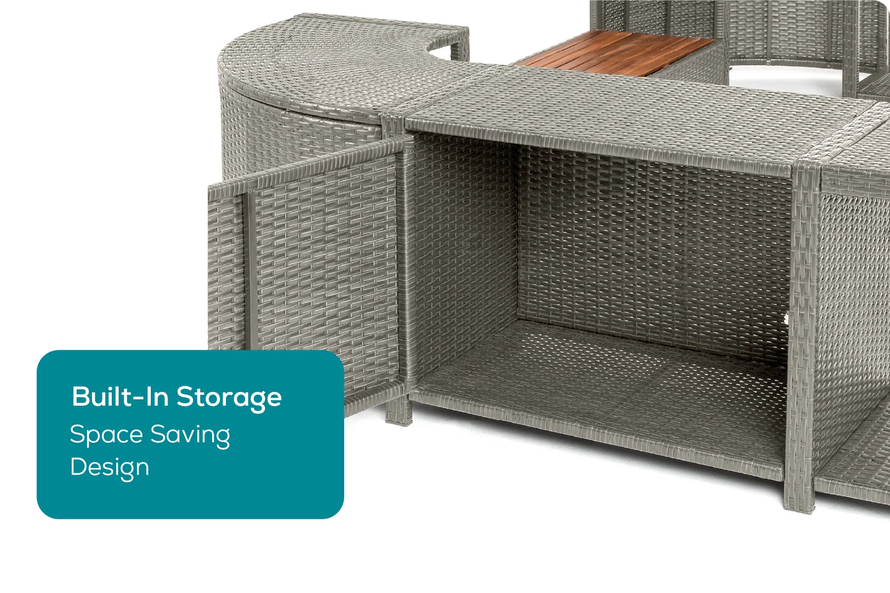 Square Rattan Hot Tub Surround 188cm Grey - Image 8