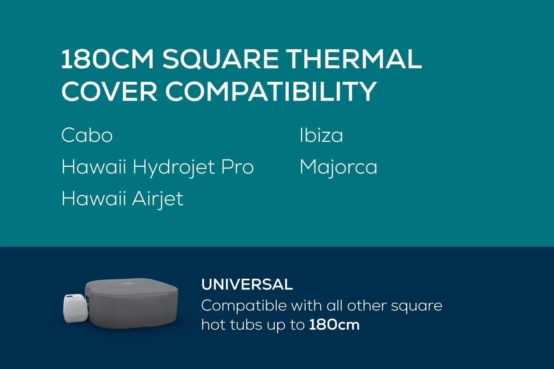 Square Thermal Hot Tub Cover - Small 180cm x 71cm - Image 4